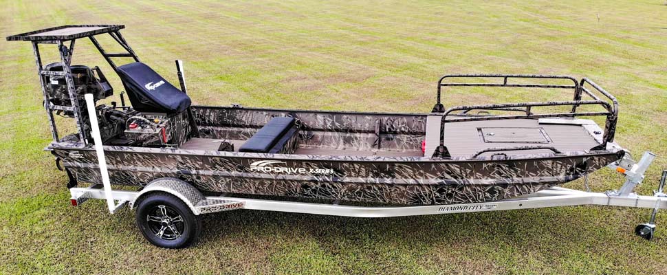 Pro-Drive stick steer shallow water outboard boat