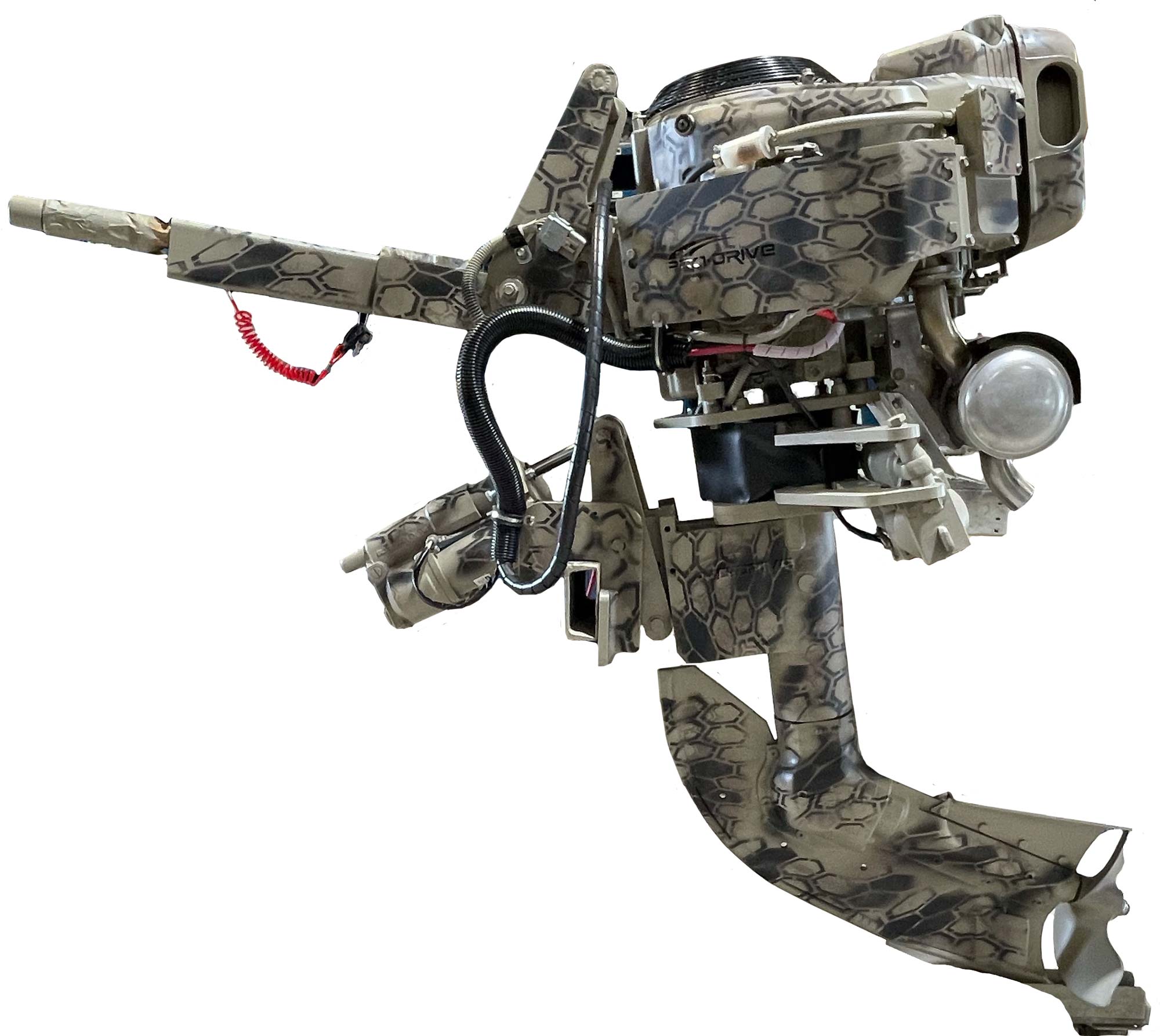 Hex Camo shallow water outboard